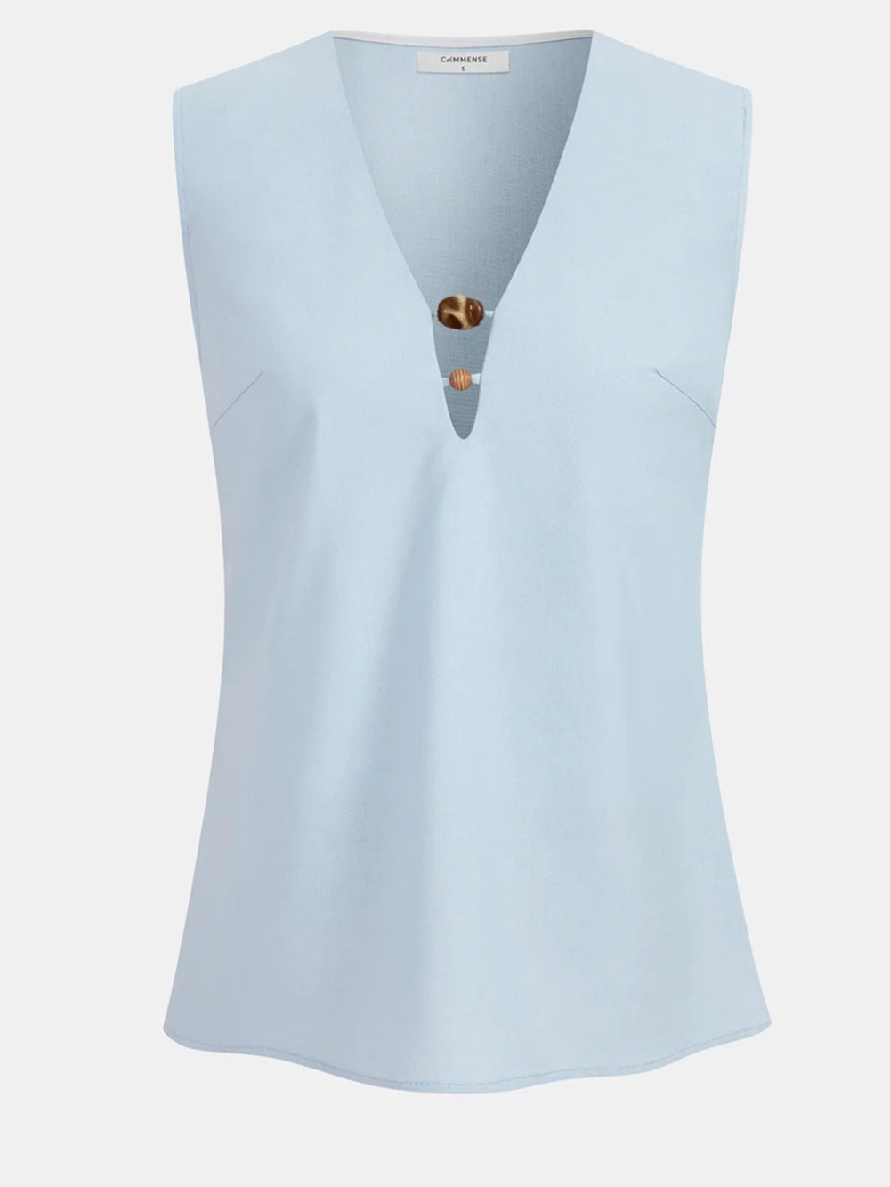 Commense Sleeveless Beaded Linen Blend Top in Light Blue Size L - Picture 3 of 6